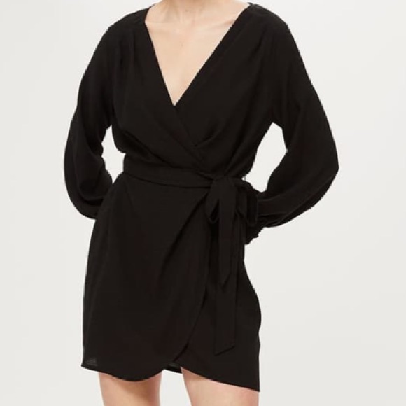 topshop bubble satin wrap dress